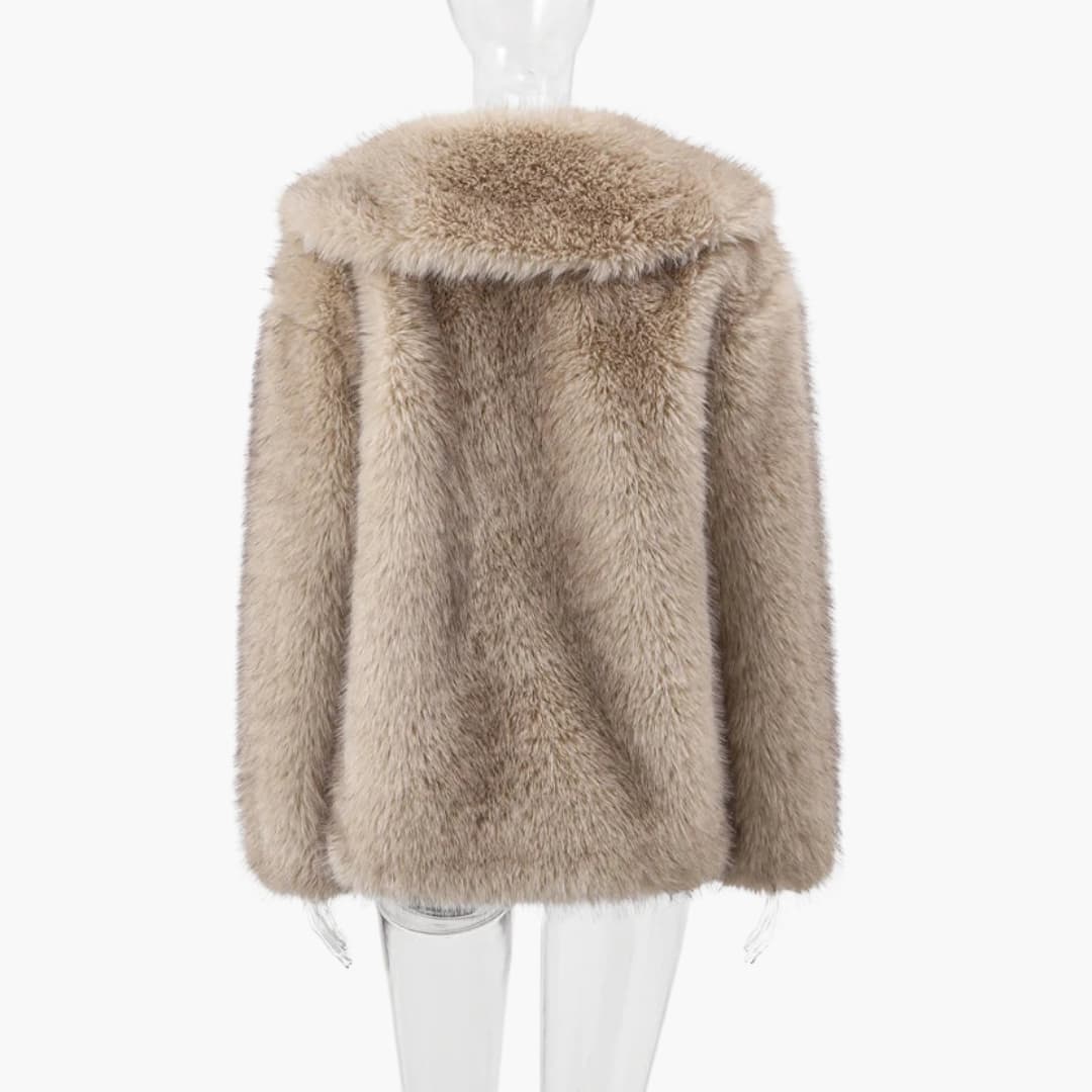 Manteau femme en fausse fourrure avec col à revers