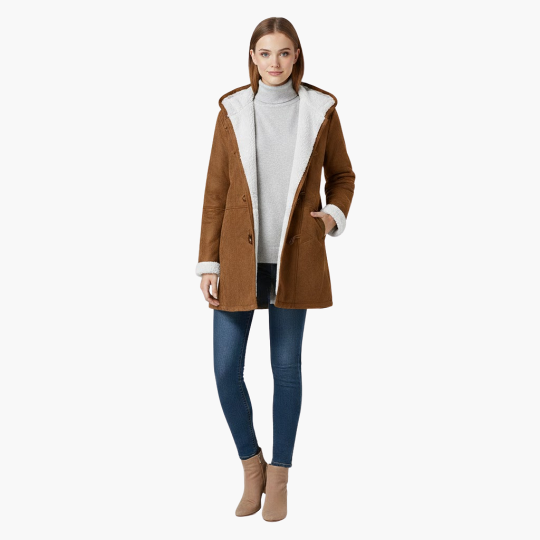 Manteau femme grande taille avec fermoir en corne et poches