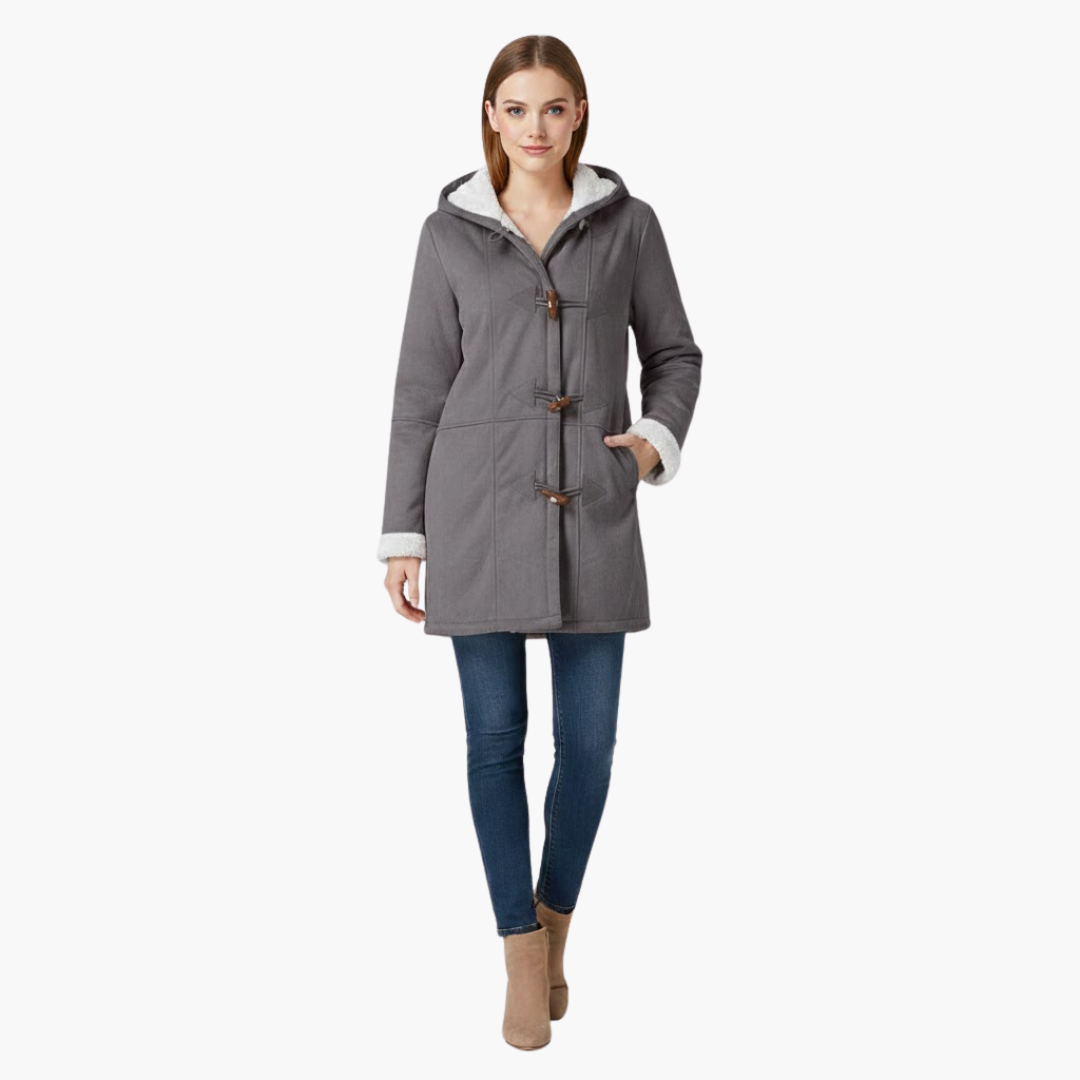 Manteau femme grande taille avec fermoir en corne et poches