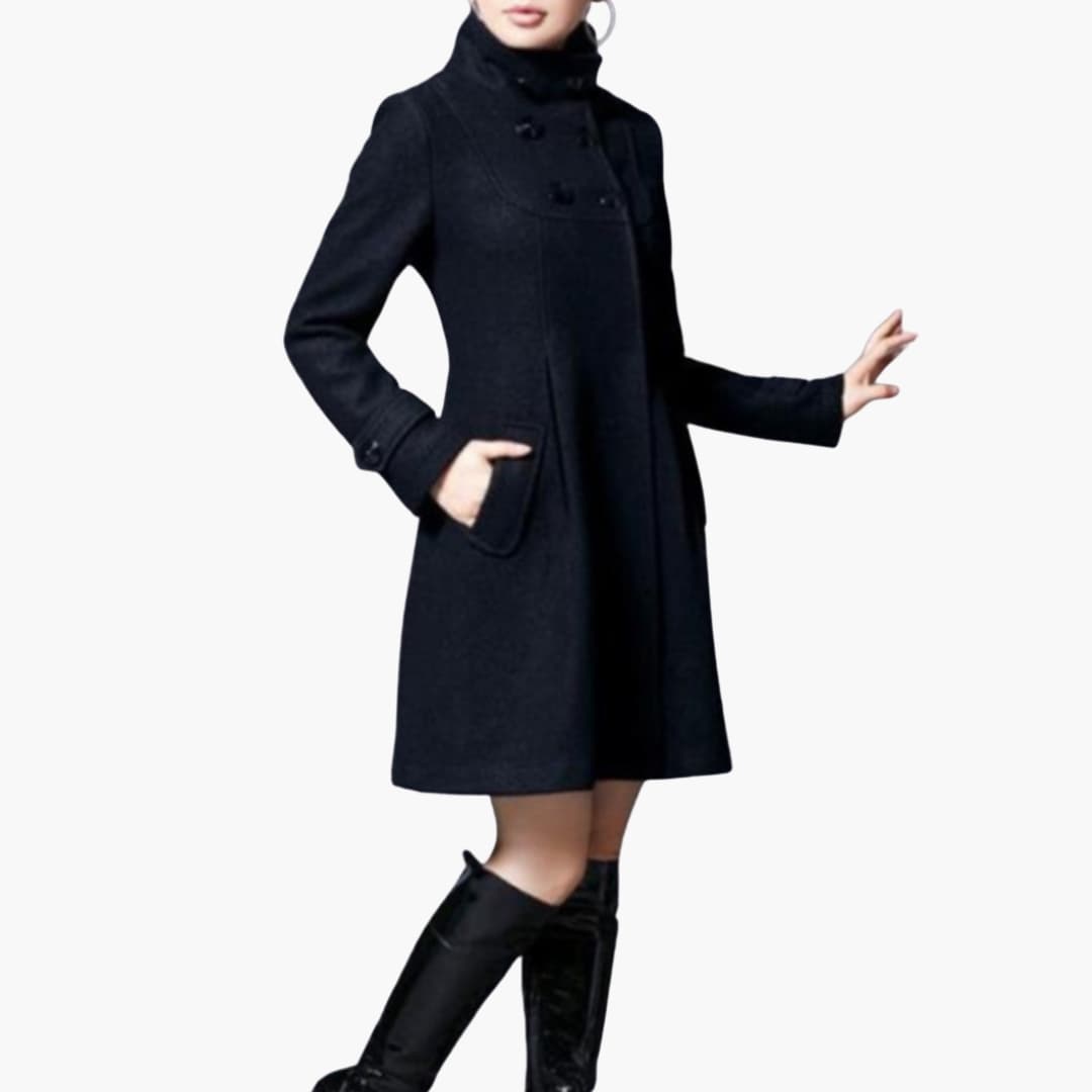 Manteau femme long à capuche avec poches latérales