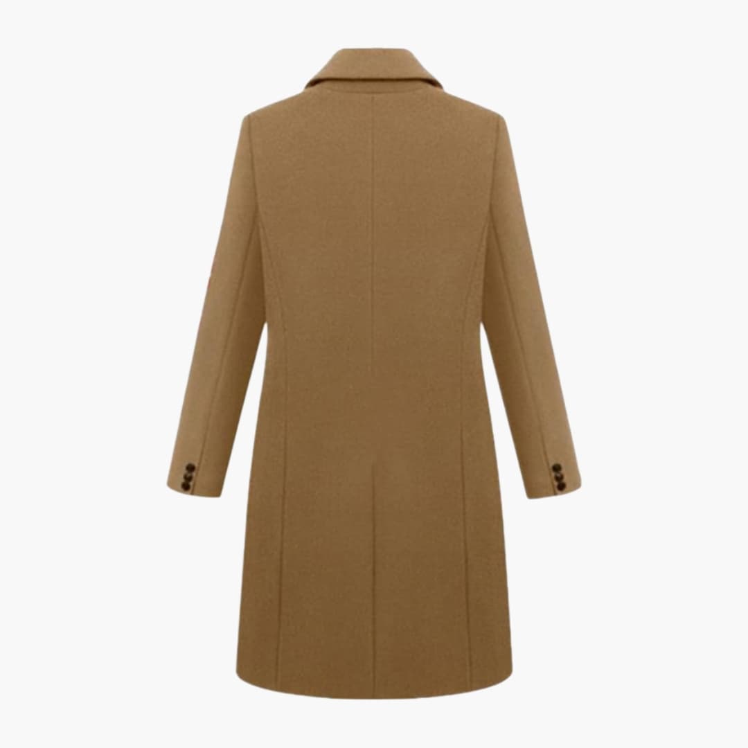 Manteau femme long avec col à revers cranté