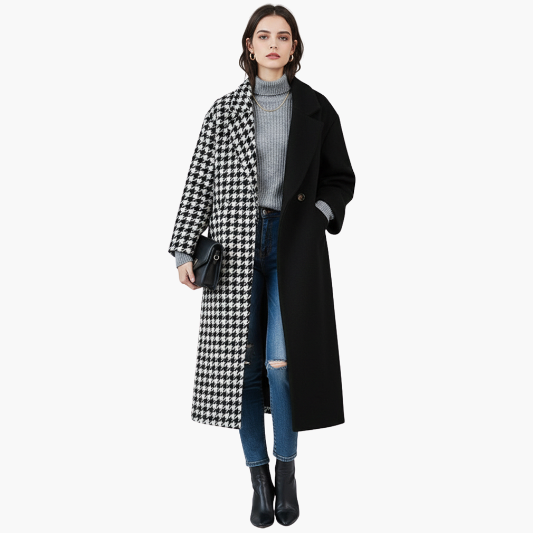 Manteau femme long avec col à revers et poches