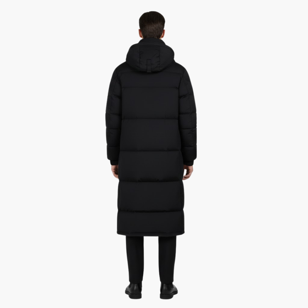 Manteau long homme avec capuche et fermeture zippée