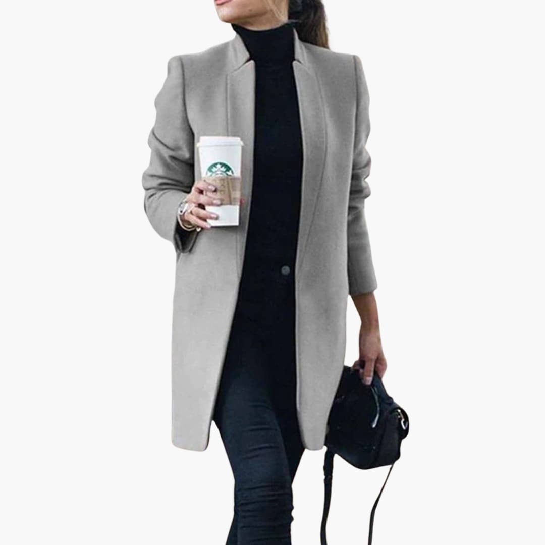 Manteau femme long coupe slim avec ouverture frontale