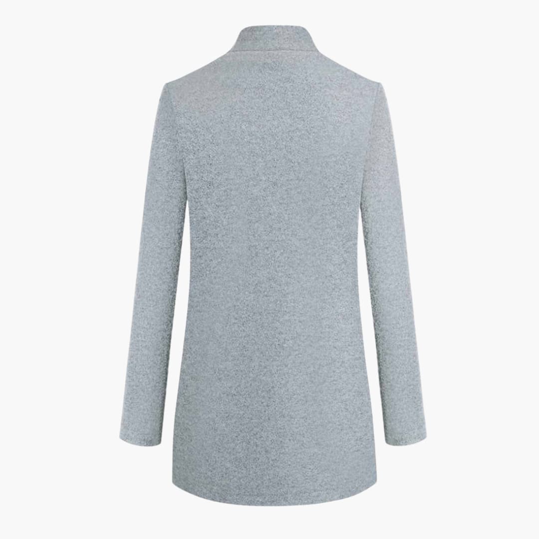 Manteau femme long coupe slim avec ouverture frontale