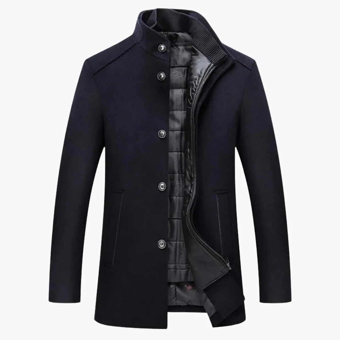 Manteau homme avec col montant et fermeture à boutons