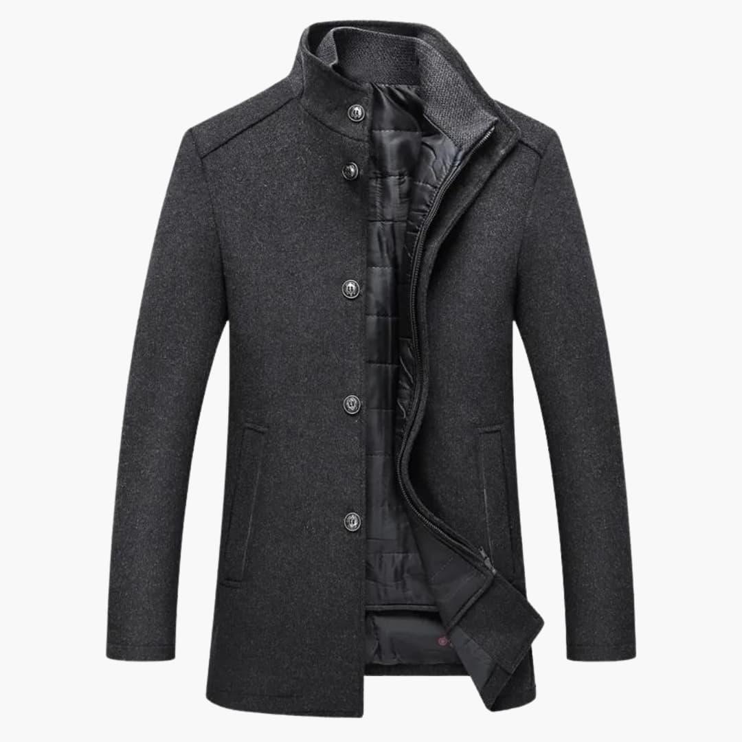 Manteau homme avec col montant et fermeture à boutons