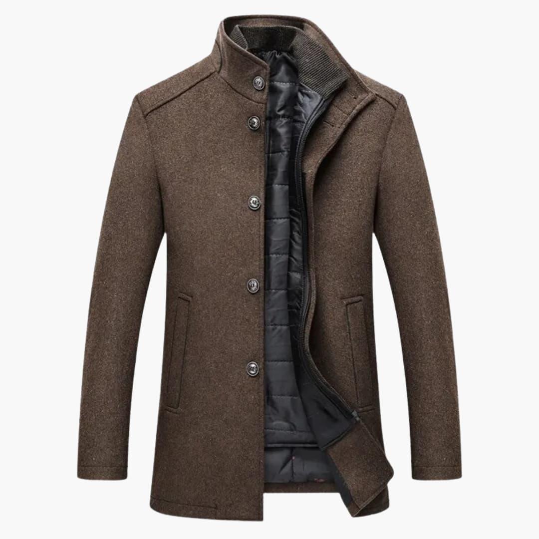 Manteau homme avec col montant et fermeture à boutons