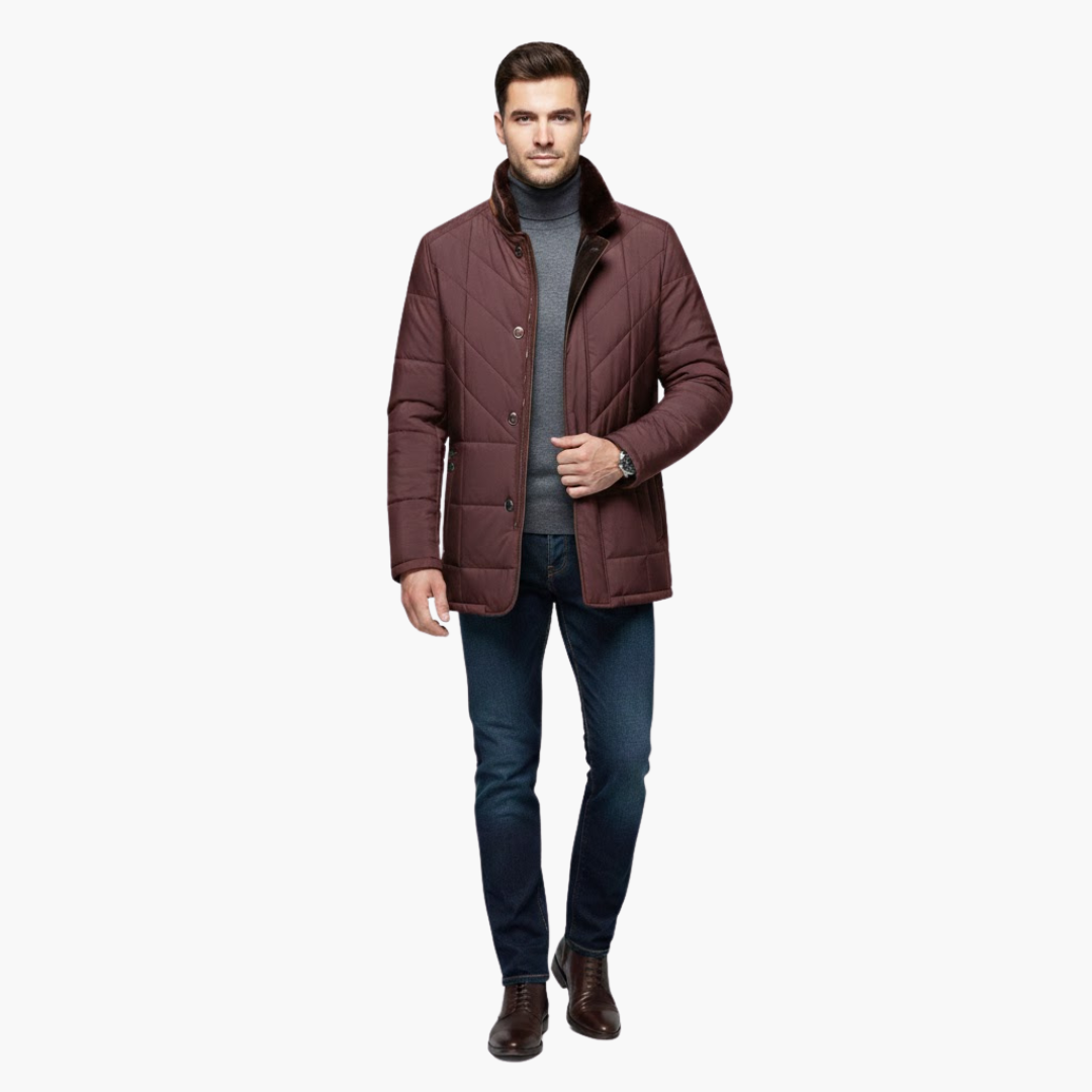 Manteau homme avec col montant et fermeture double