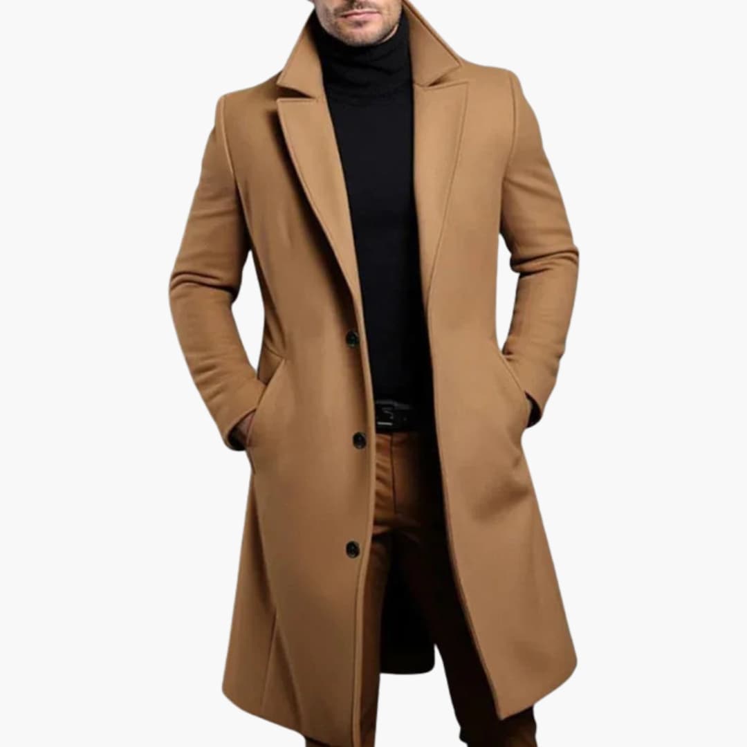 Manteau homme avec col structuré et fermeture boutonnée