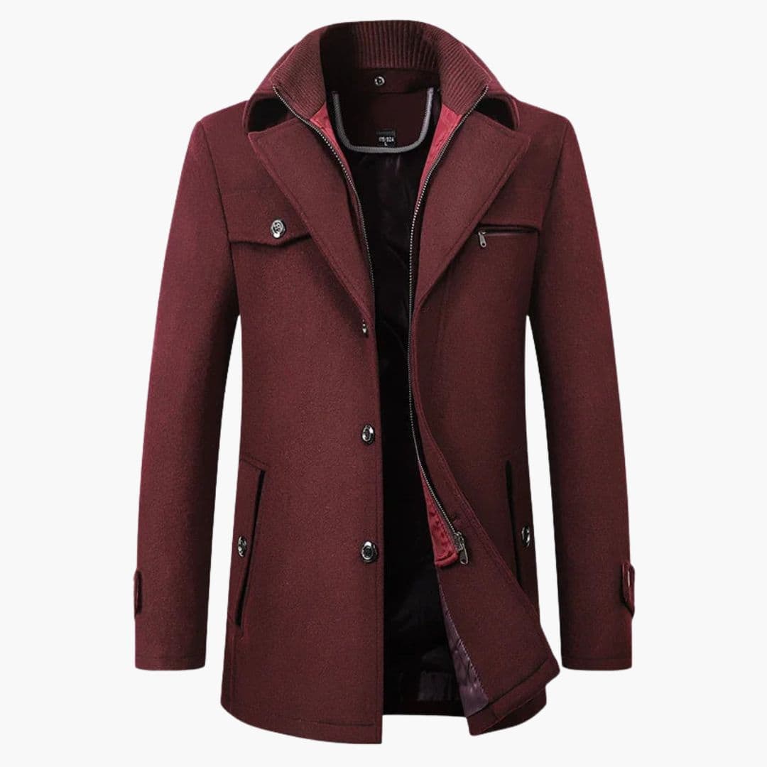 Manteau pour homme avec col à revers et fermeture éclair intérieure