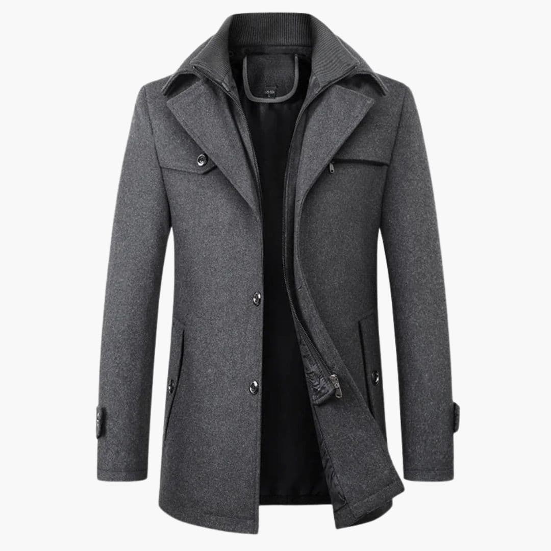 Manteau pour homme avec col à revers et fermeture éclair intérieure