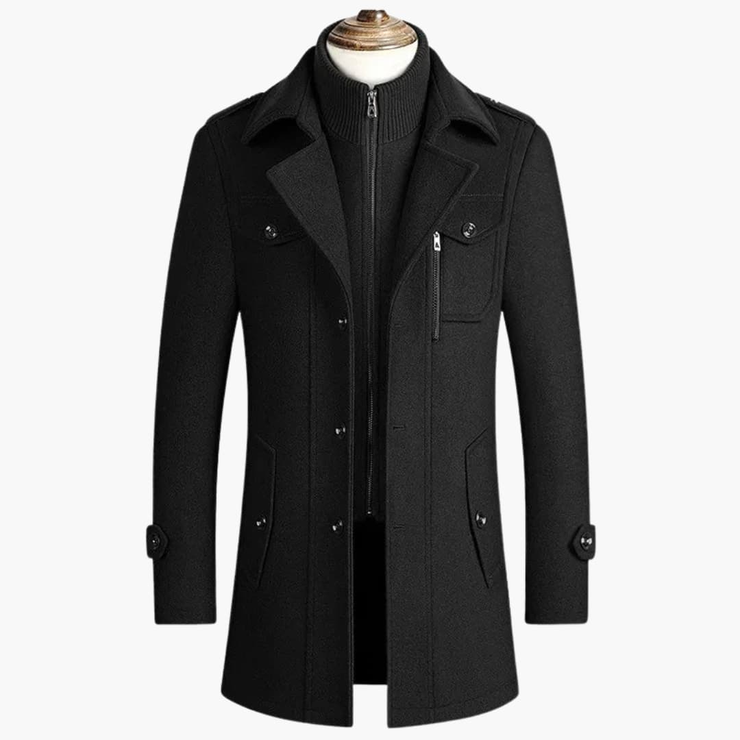 Manteau homme long avec col revers
