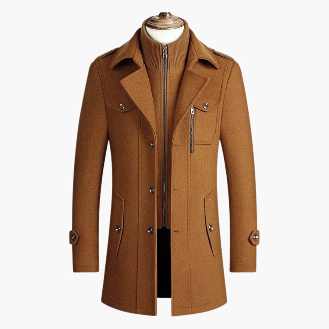 Manteau homme long avec col revers