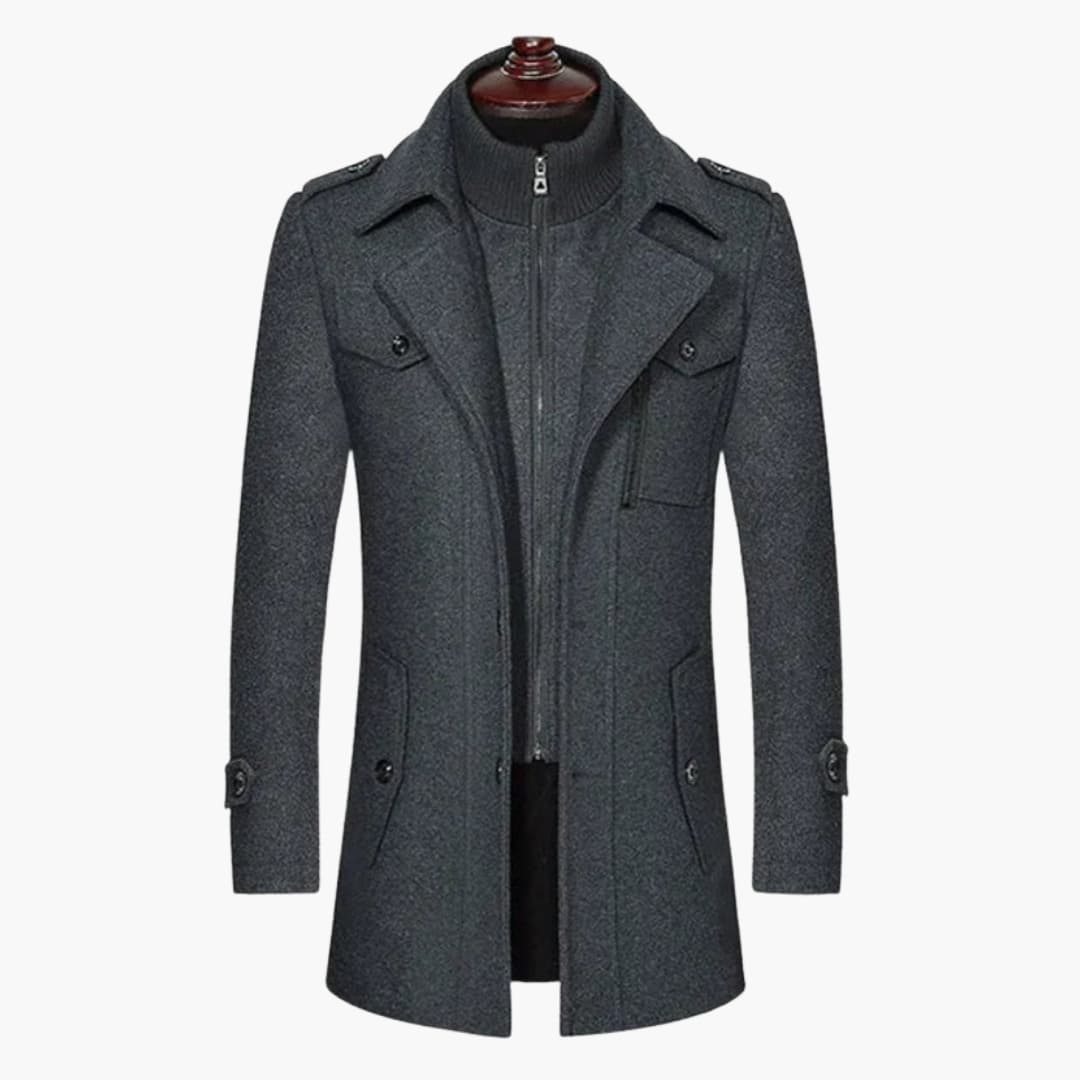 Manteau homme long avec col revers