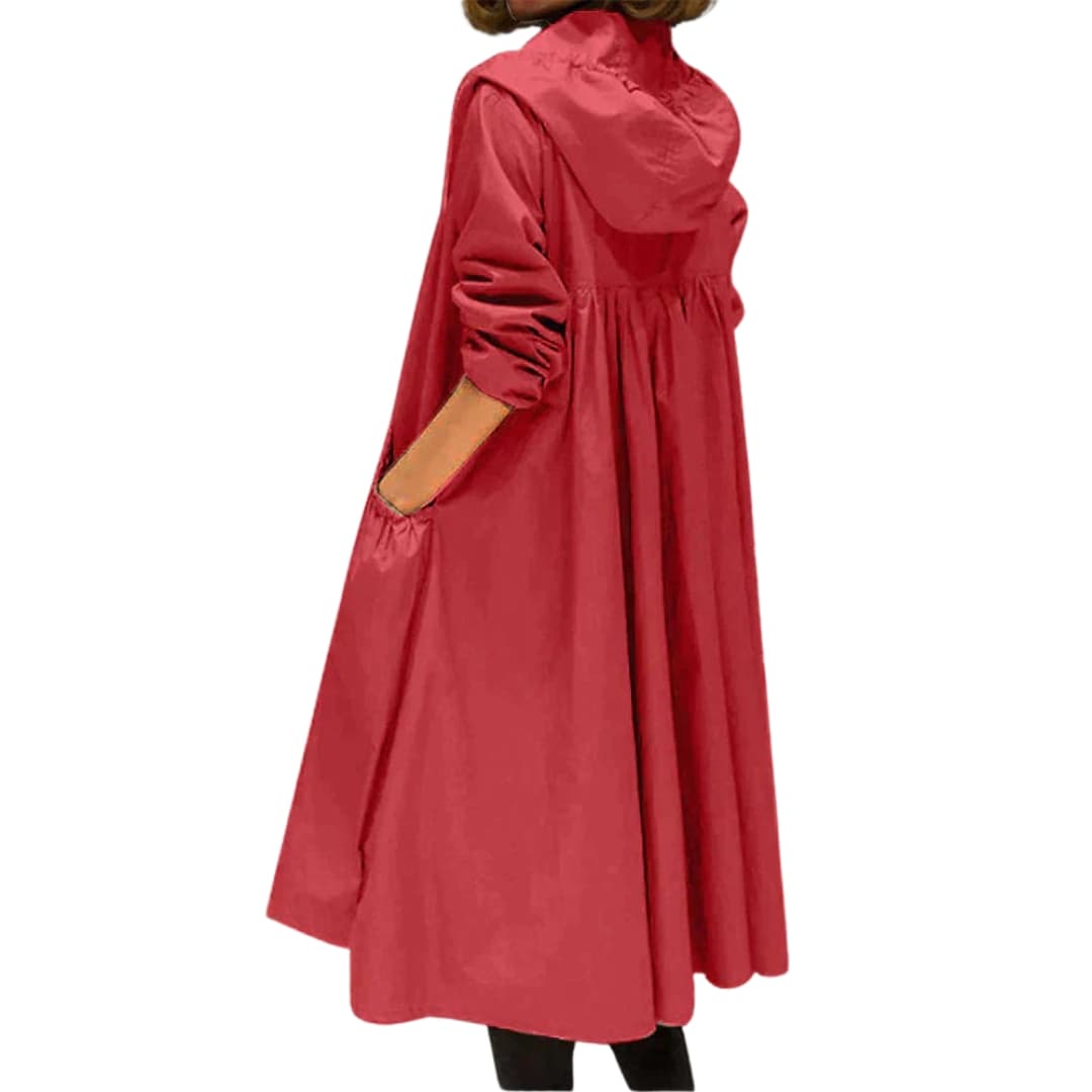 Manteau long femme avec capuche et poches avant
