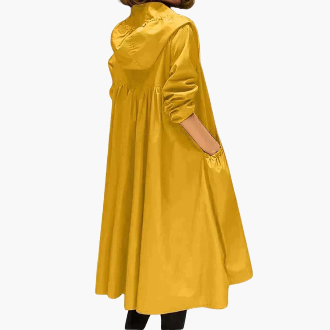 Manteau long femme avec capuche et poches avant