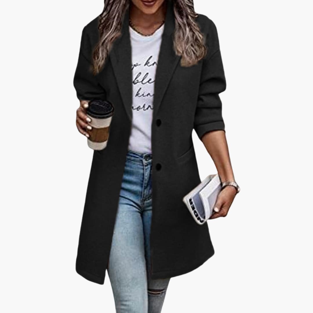 Manteau long femme avec fermeture boutonnée