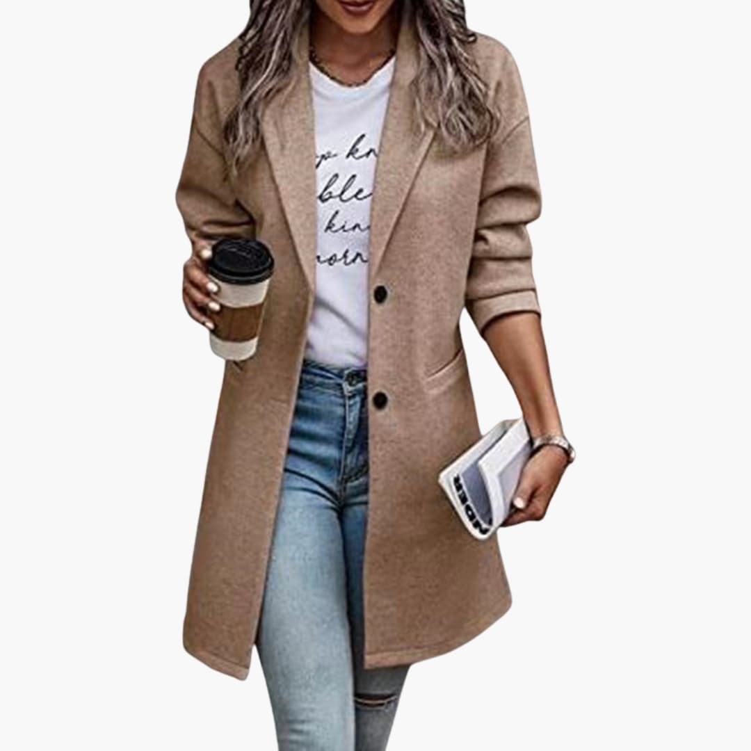 Manteau long femme avec fermeture boutonnée