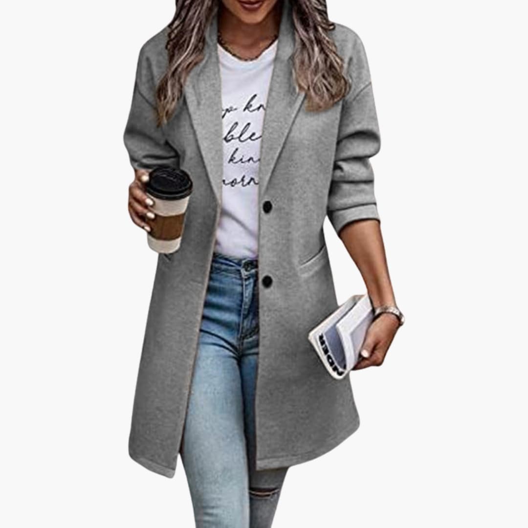 Manteau long femme avec fermeture boutonnée