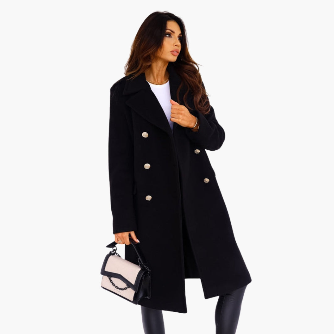 Manteau long femme avec devant croisé