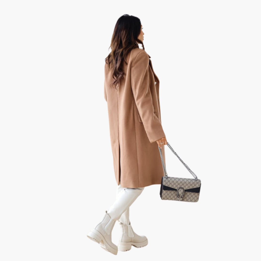 Manteau long femme avec devant croisé