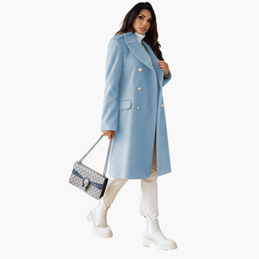 Manteau long femme avec devant croisé
