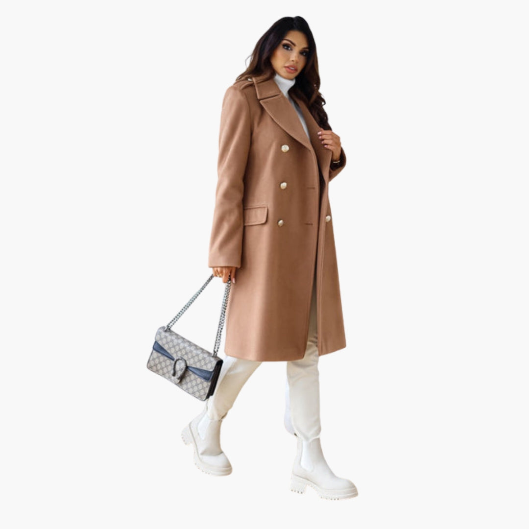 Manteau long femme avec devant croisé