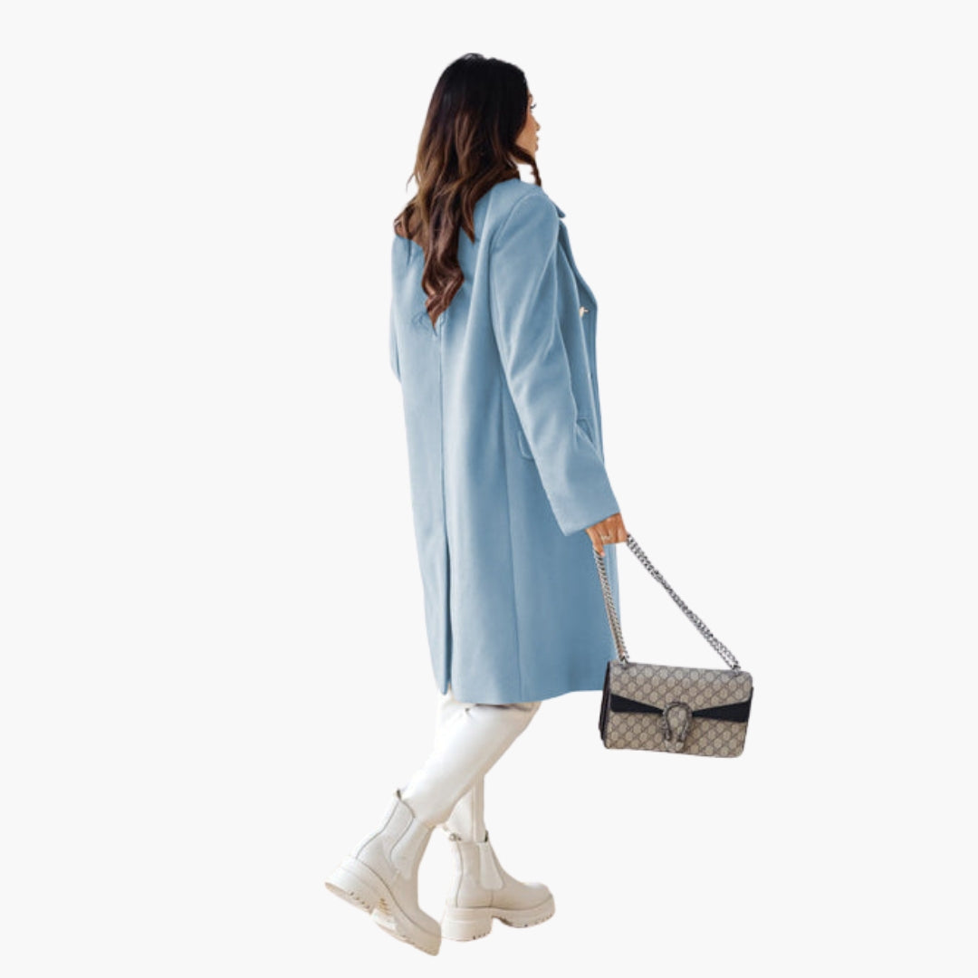 Manteau long femme avec devant croisé