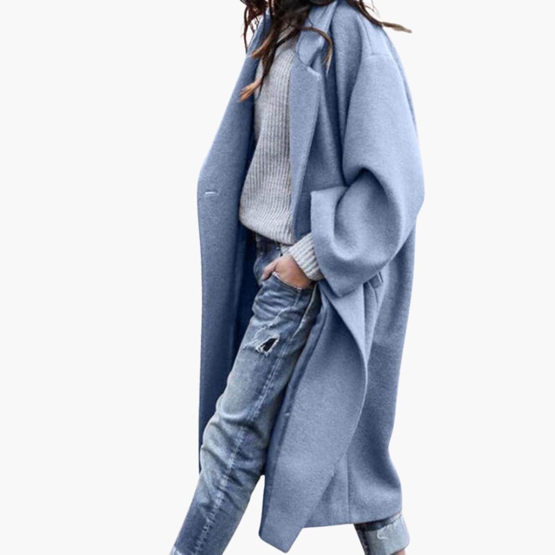 Manteau long femme avec ouverture frontale