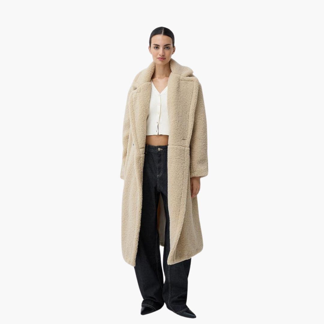 Abrigo largo mujer con bolsillos laterales