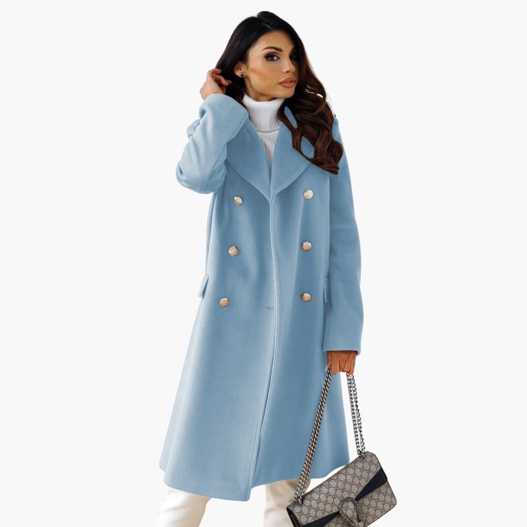 Manteau long pour femme avec col à revers