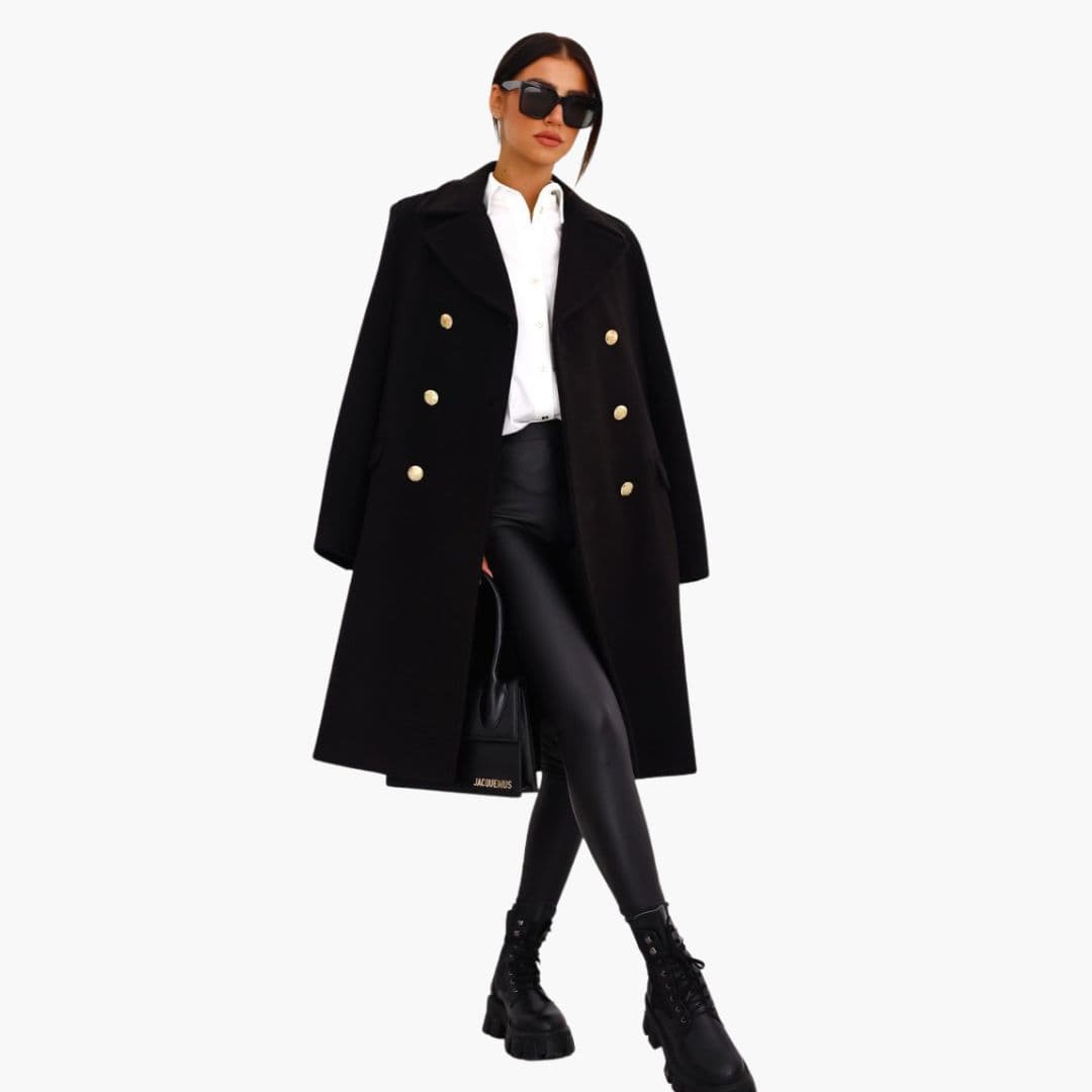 Manteau long pour femme avec col à revers