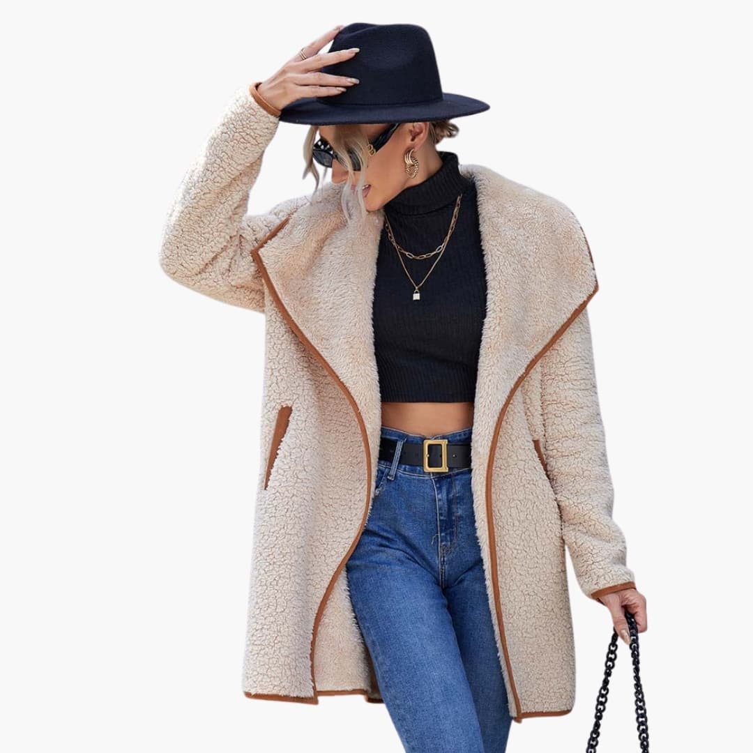 Abrigo largo de mujer para invierno con cuello de solapa