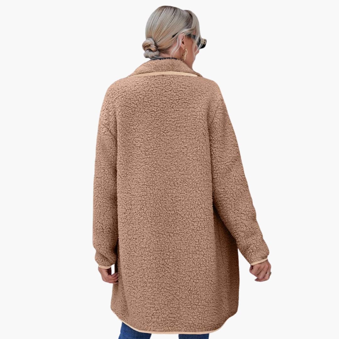 Manteau long femme d’hiver avec col à revers