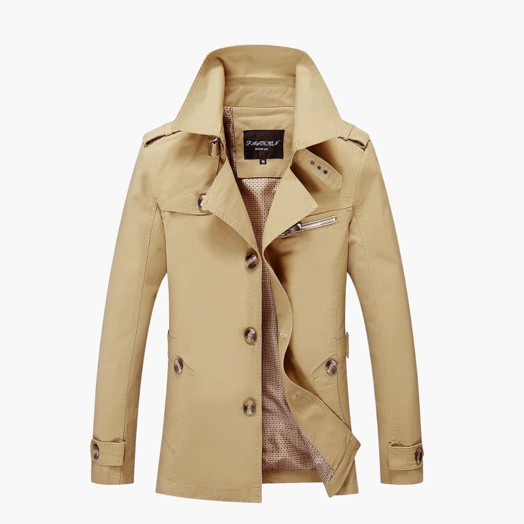 Manteau long homme à boutons et col à revers