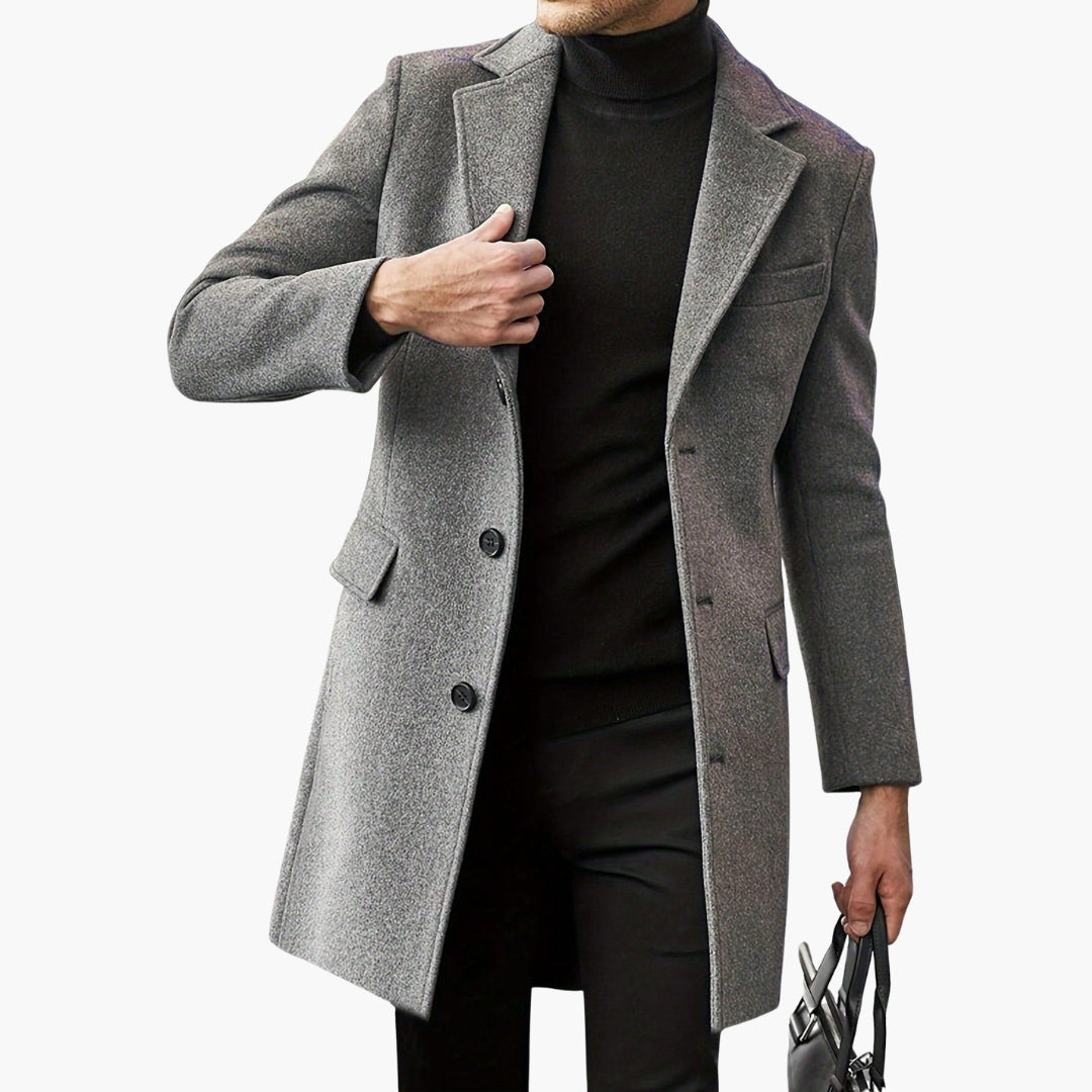 Manteau long homme avec boutons et poches
