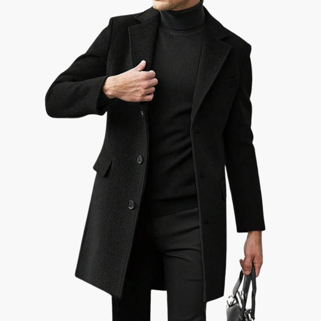 Manteau long homme avec boutons et poches
