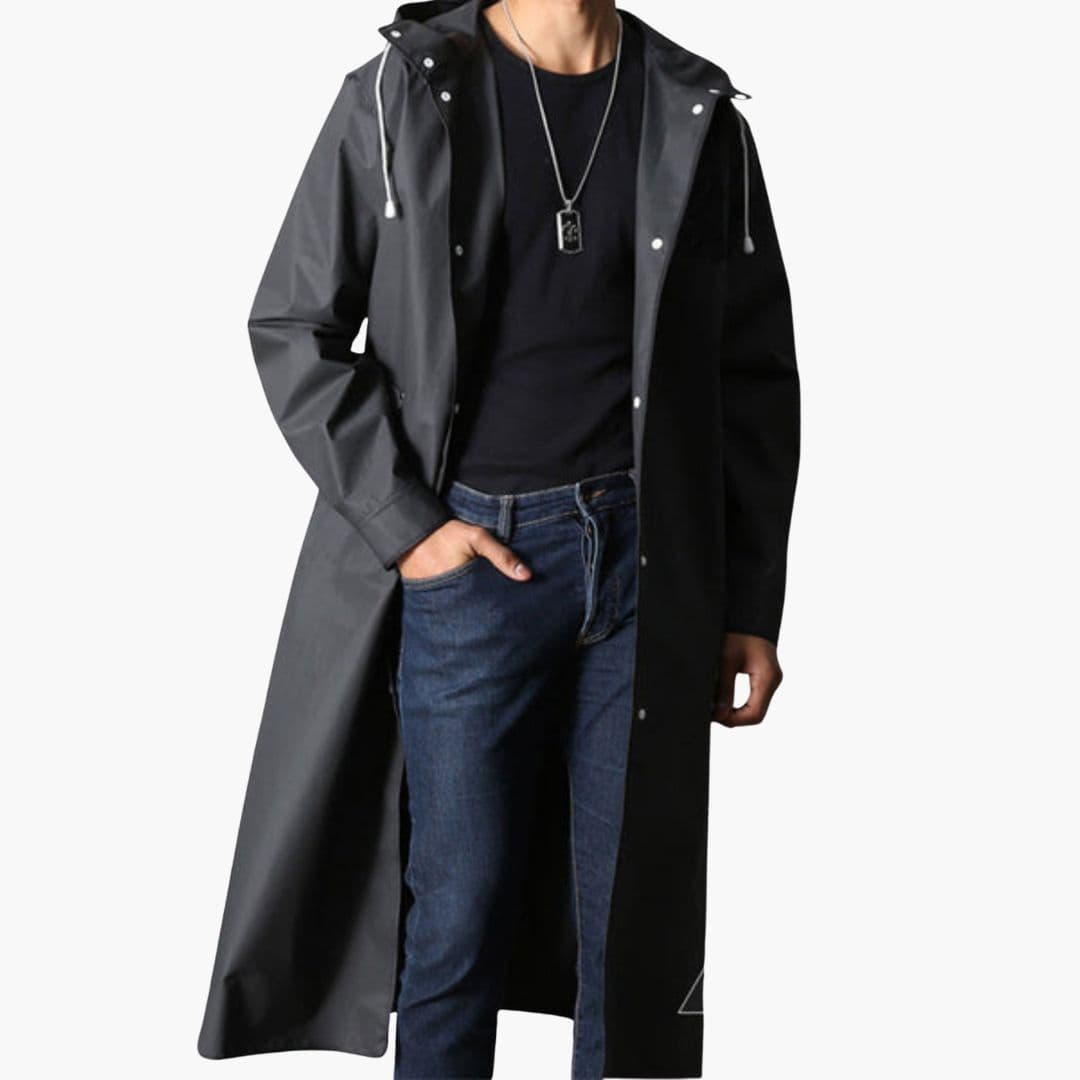 Manteau long homme avec capuche intégrée