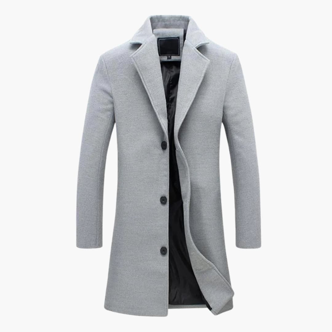 Manteau long homme avec col à revers et fermeture boutonnée