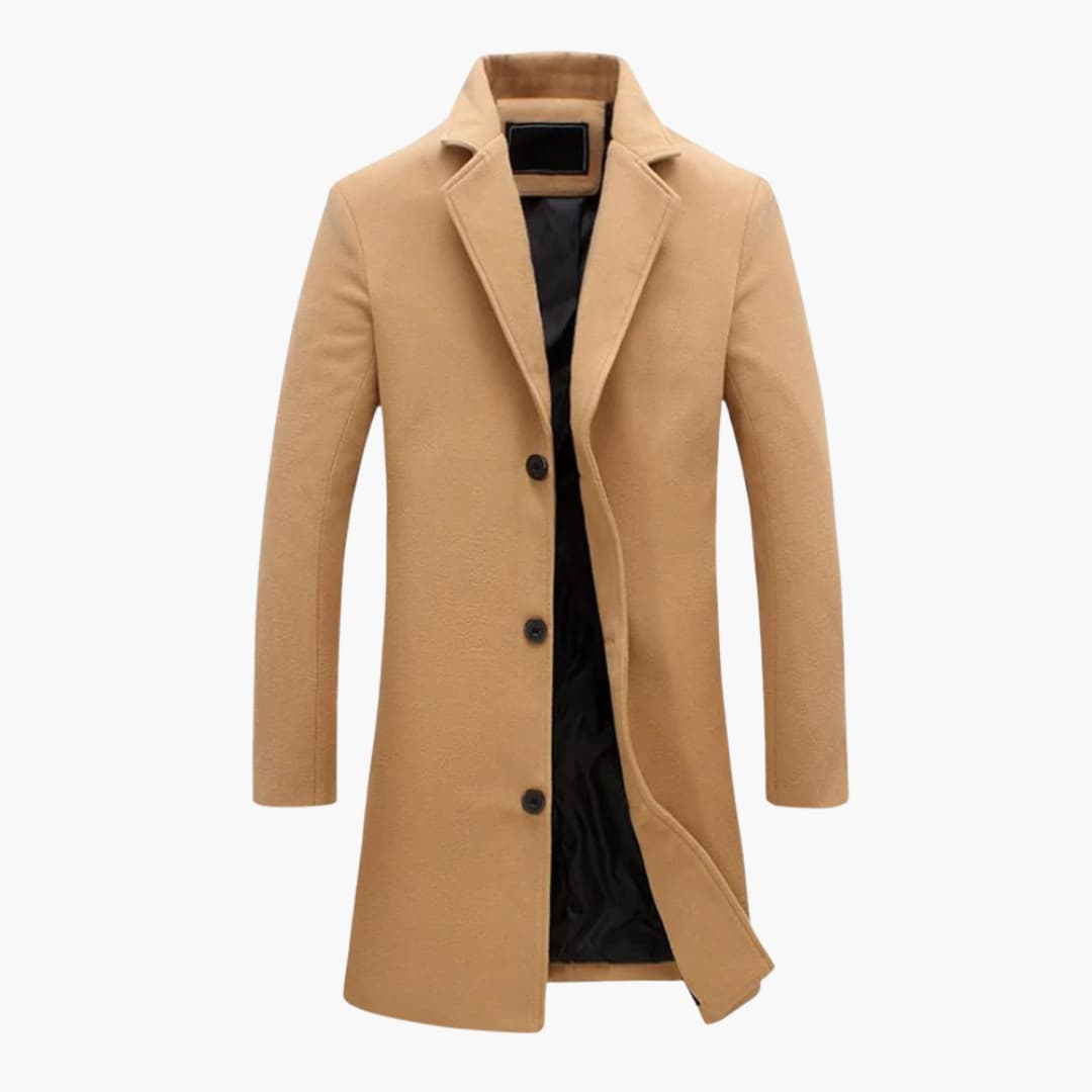 Manteau long homme avec col à revers et fermeture boutonnée