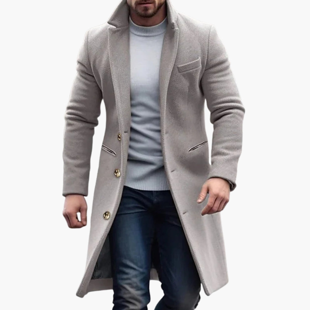 Manteau long homme en laine avec col classique