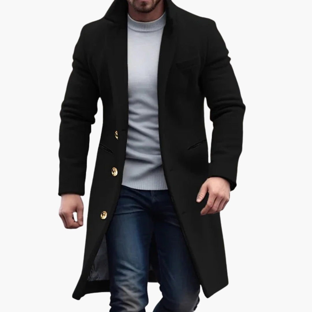 Manteau long homme en laine avec col classique