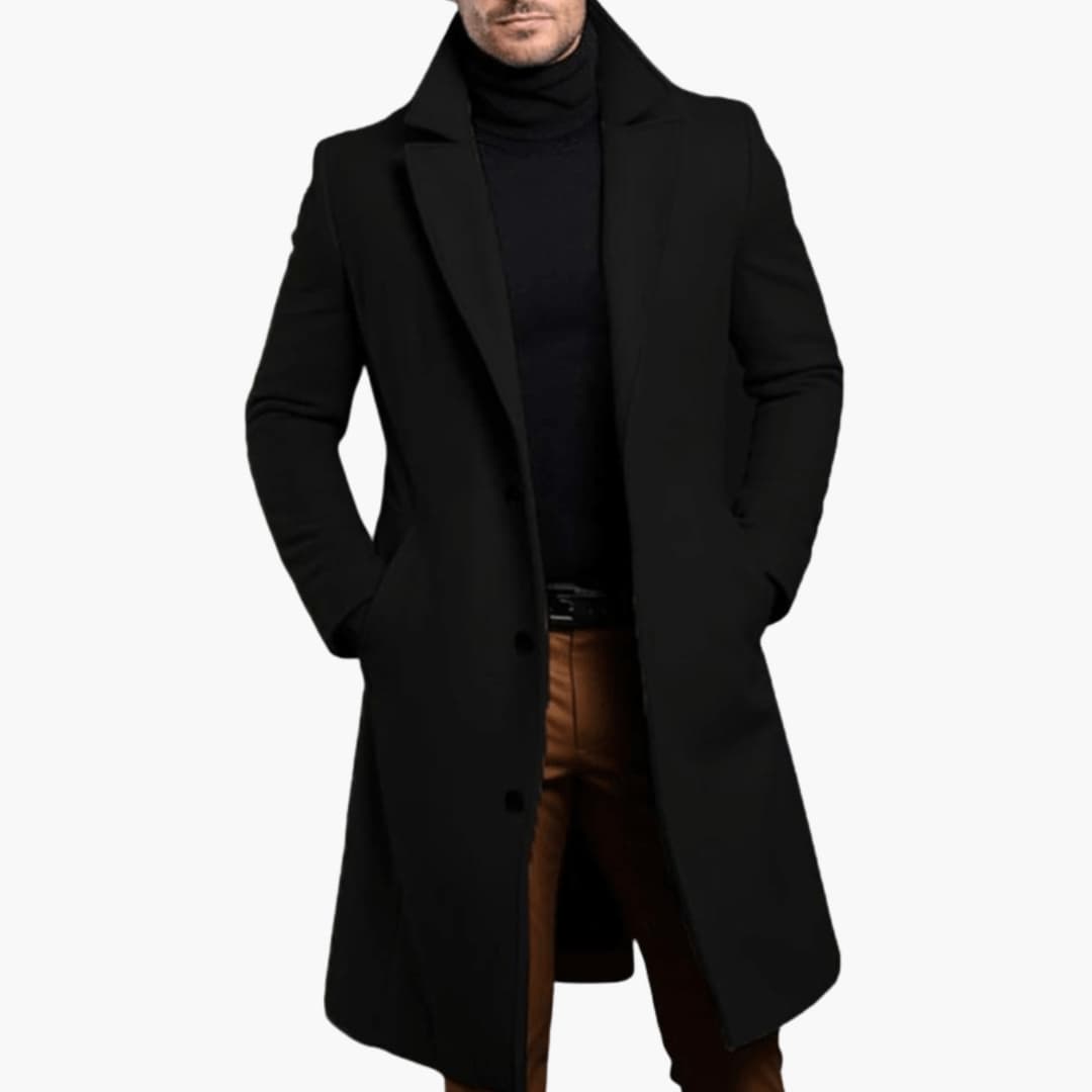 Manteau long pour homme avec col à revers