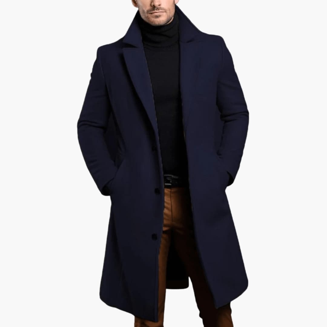 Manteau long pour homme avec col à revers