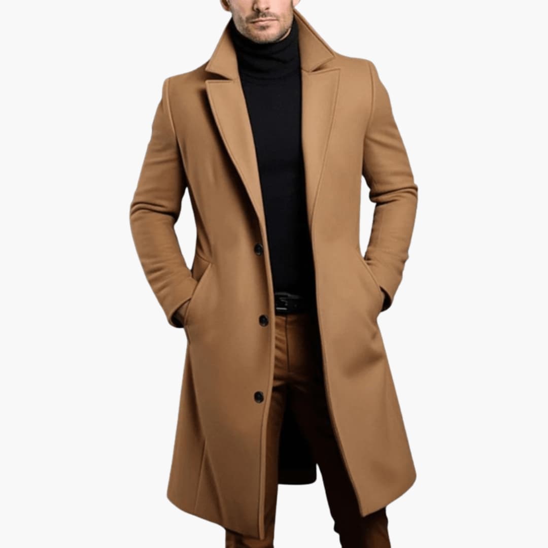 Manteau long pour homme avec col à revers