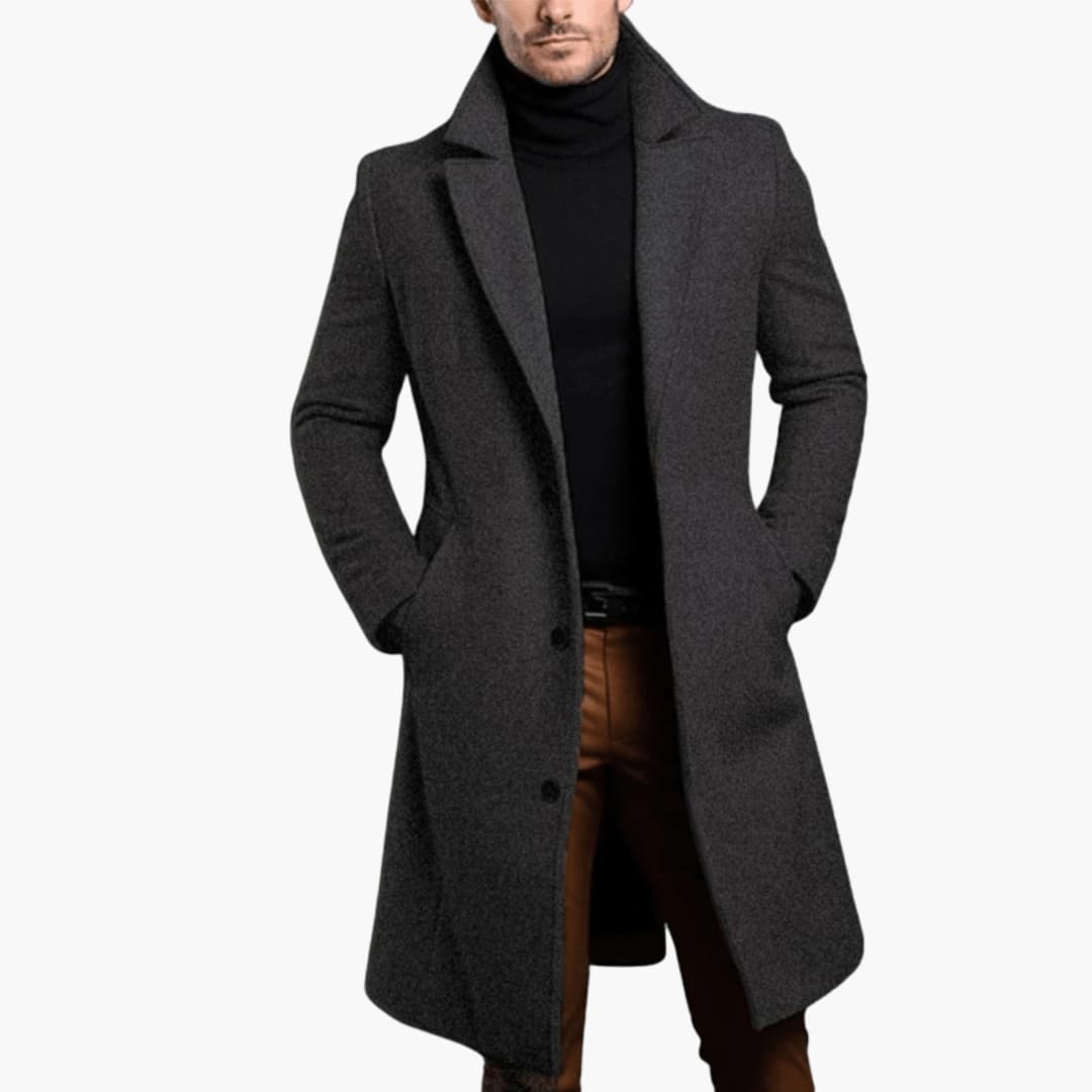 Manteau long pour homme avec col à revers