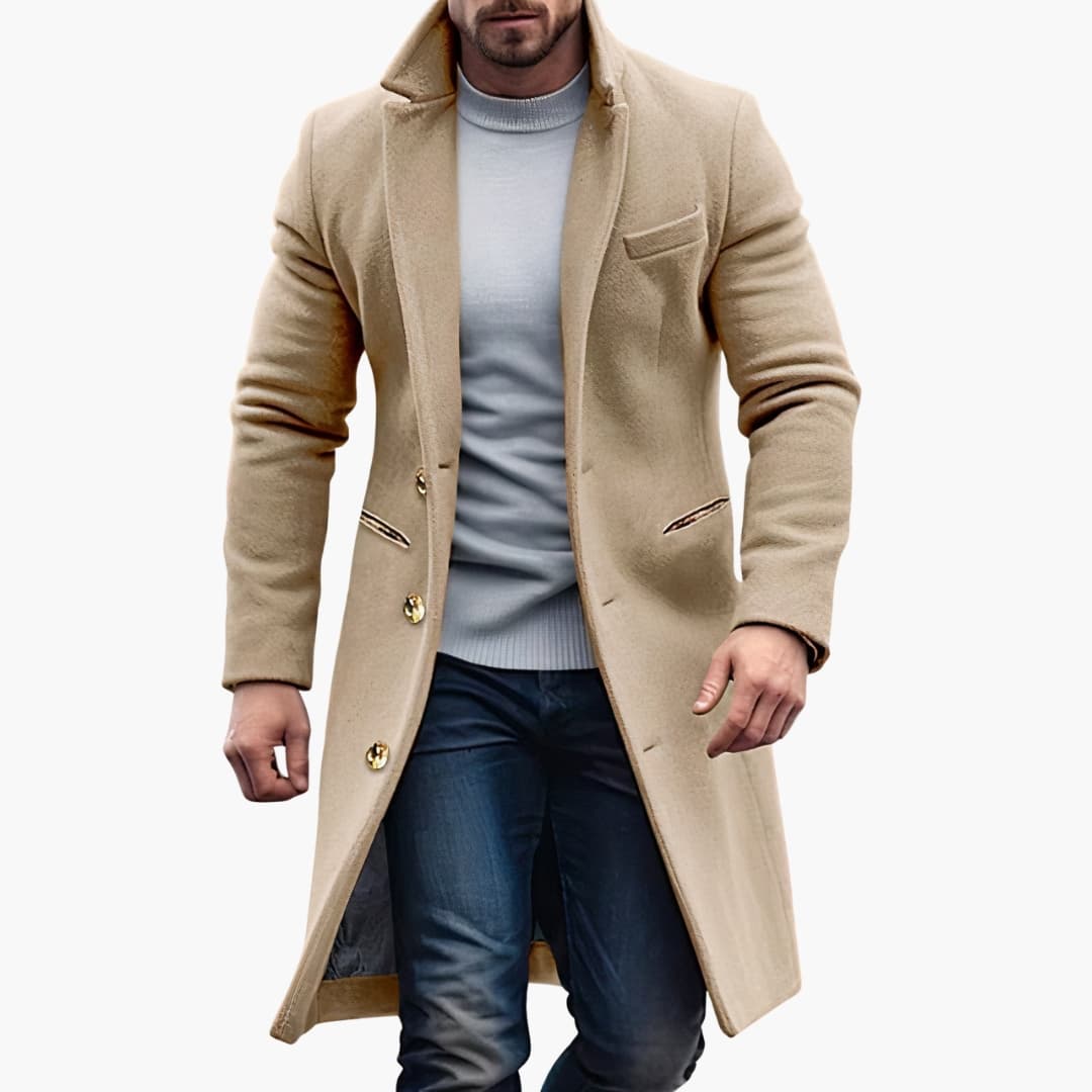 Manteau long pour homme avec fermeture boutonnée