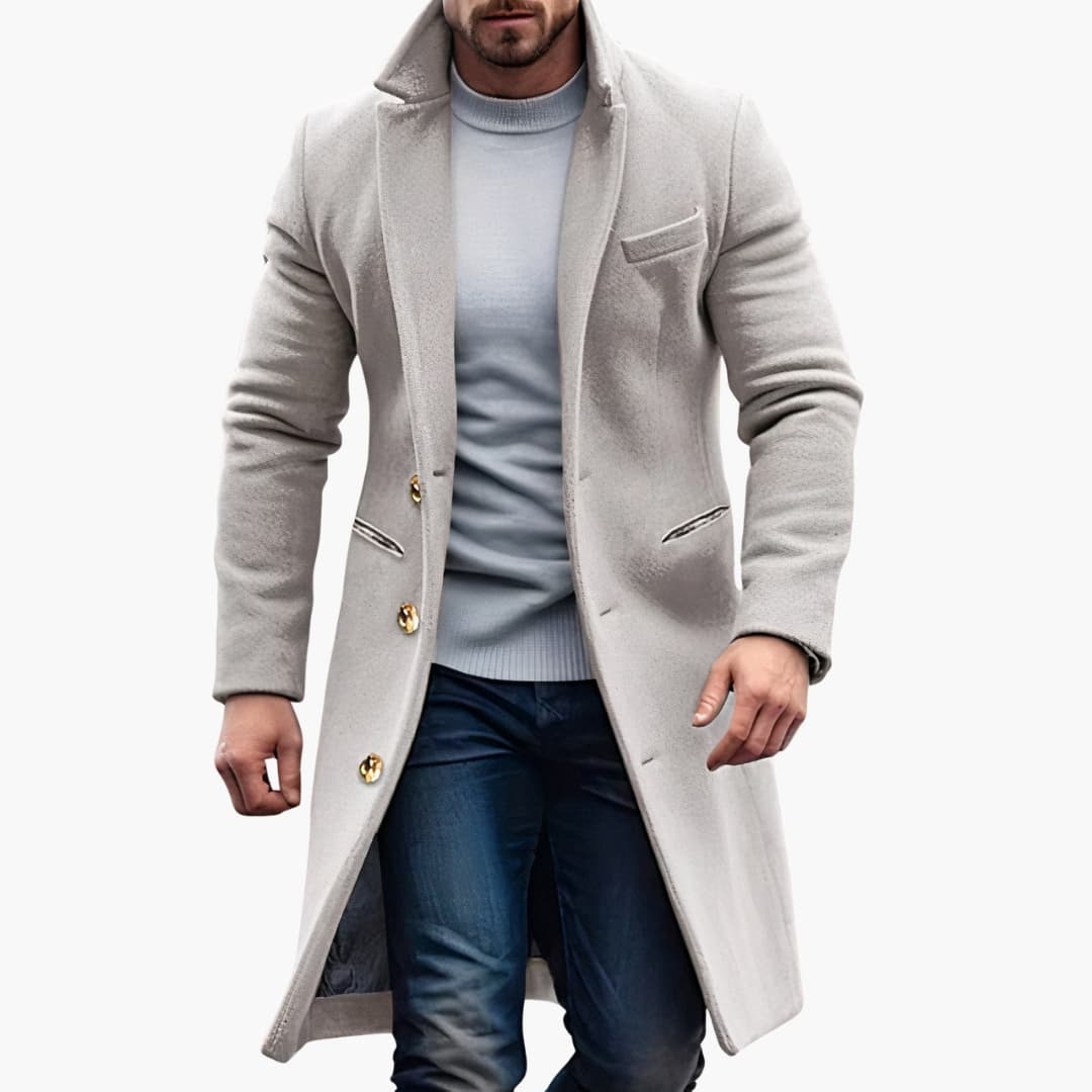 Manteau long pour homme avec fermeture boutonnée