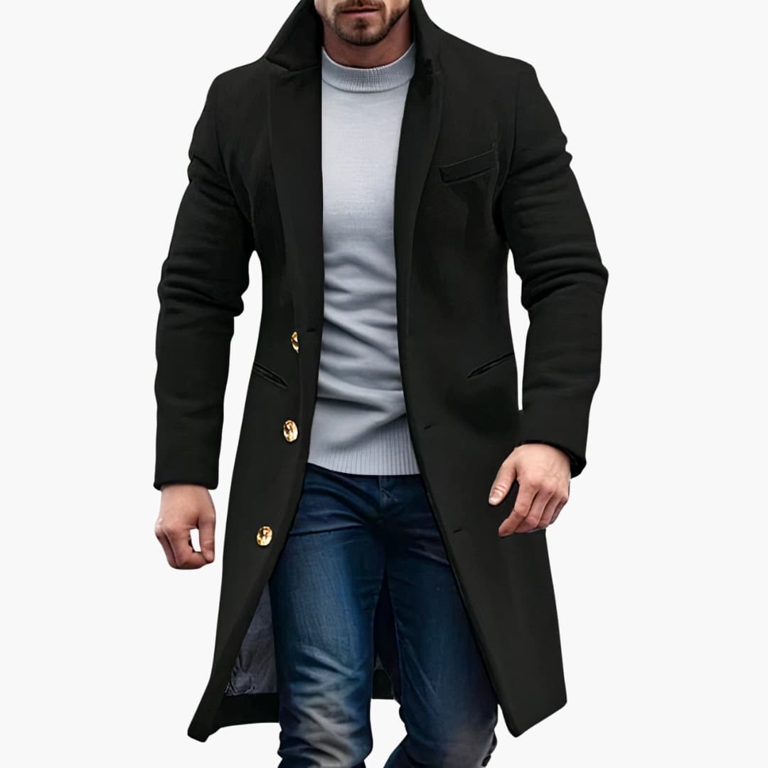 Manteau long pour homme avec fermeture boutonnée